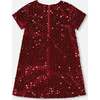 Velvet Short Sleeve Dress, Red - Dresses - 3