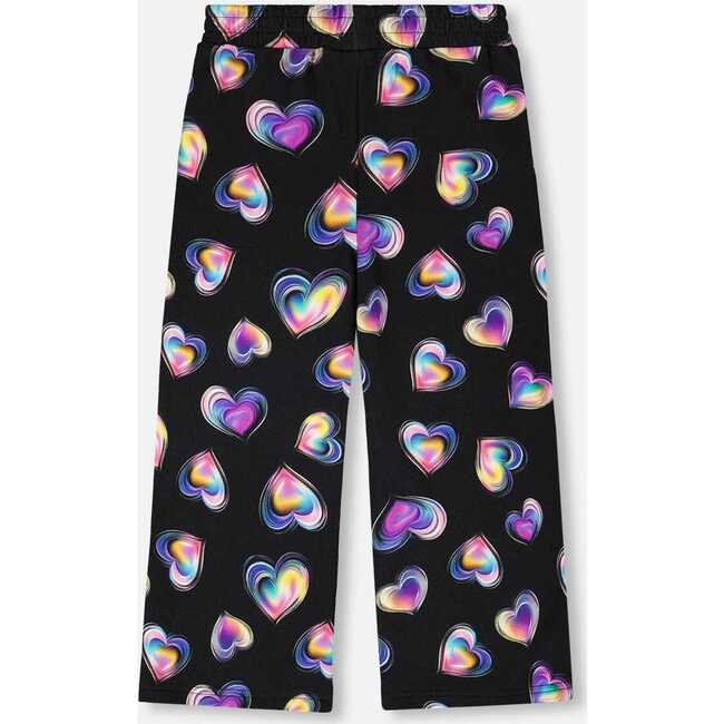Wide Leg Fleece Pants, Black and Multicolor - Sweatpants - 3