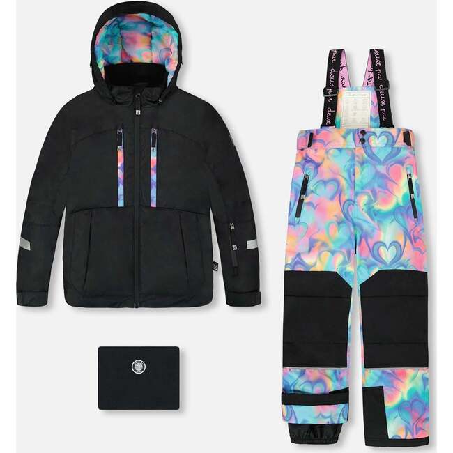 Two-Piece Teknik Snowsuit, Rainbow Heart Print