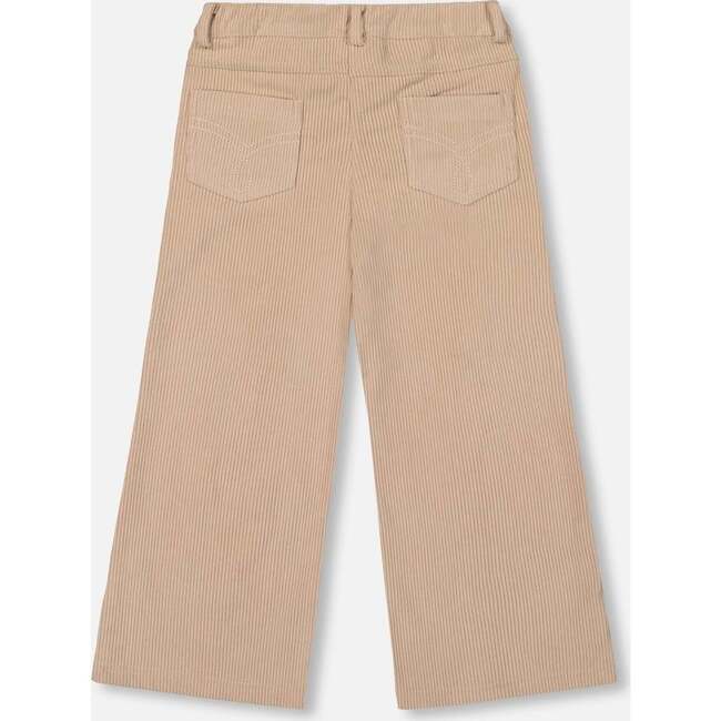 Wide Leg Corduroy Pants, Beige - Pants - 4