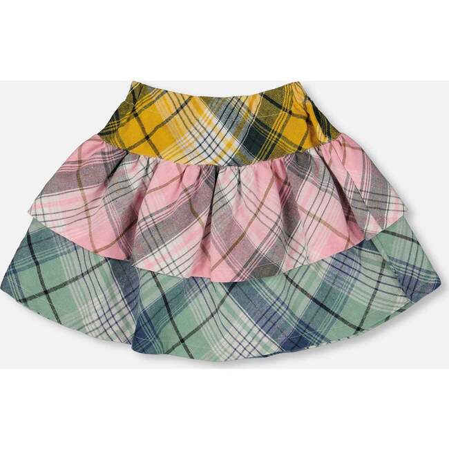 Two-Tiered Flannel Skirt Green Pink and Yellow, Green, Pink and Yellow - Skirts - 1