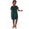Velvet Short Sleeve Dress, Forest Green - Dresses - 2