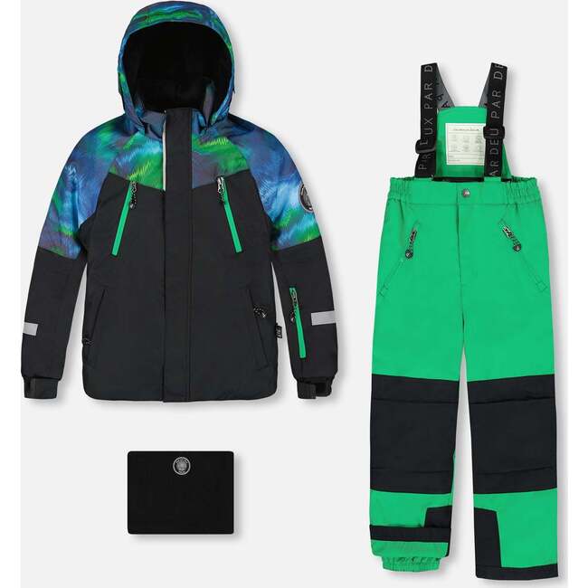 Two-Piece Play Snowsuit with Colorblocked Jacket, Green