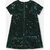 Velvet Short Sleeve Dress, Forest Green - Dresses - 3