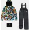 Two-Piece Play Snowsuit with Allover Print Jacket Smiley Face, Black - Snowsuits - 1 - thumbnail