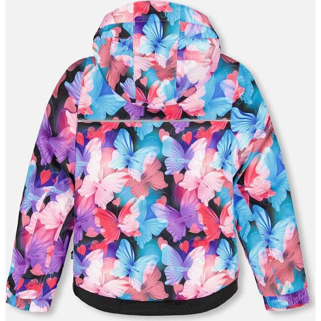Two-Piece Play Snowsuit with Butterfly Print Jacket, Flash Coral - Snowsuits - 3