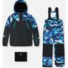 Two-Piece Play Snowsuit, Teal Blue Camouflage - Snowsuits - 1 - thumbnail