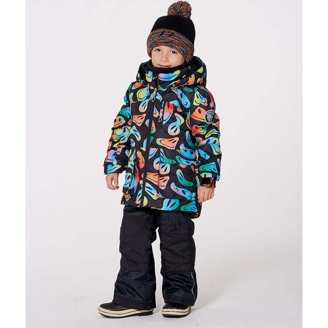 Two-Piece Play Snowsuit with Allover Print Jacket Smiley Face, Black - Snowsuits - 2