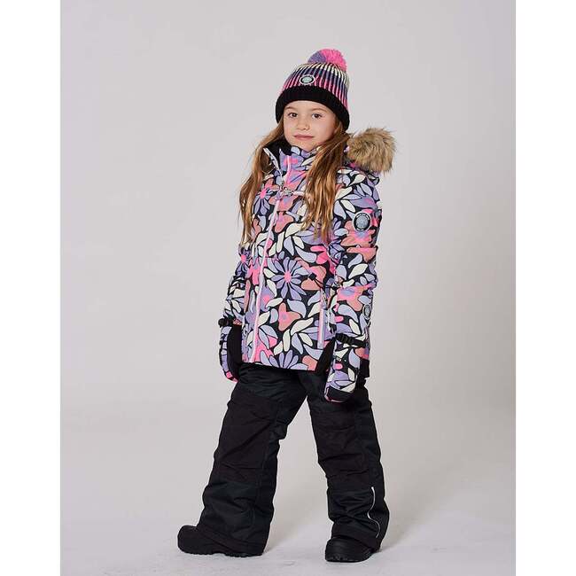 Two-Piece Play Snowsuit with Allover Print Jacket and Solid Pant, Black - Snowsuits - 2
