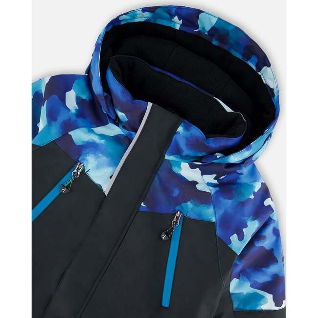 Two-Piece Play Snowsuit, Teal Blue Camouflage - Snowsuits - 5