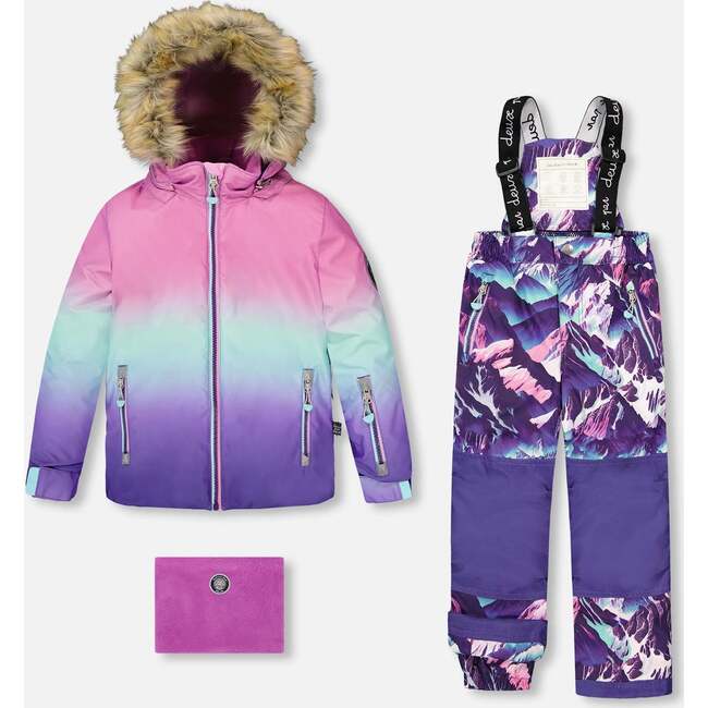 Two-Piece Play Snowsuit, Purple Mountain Print