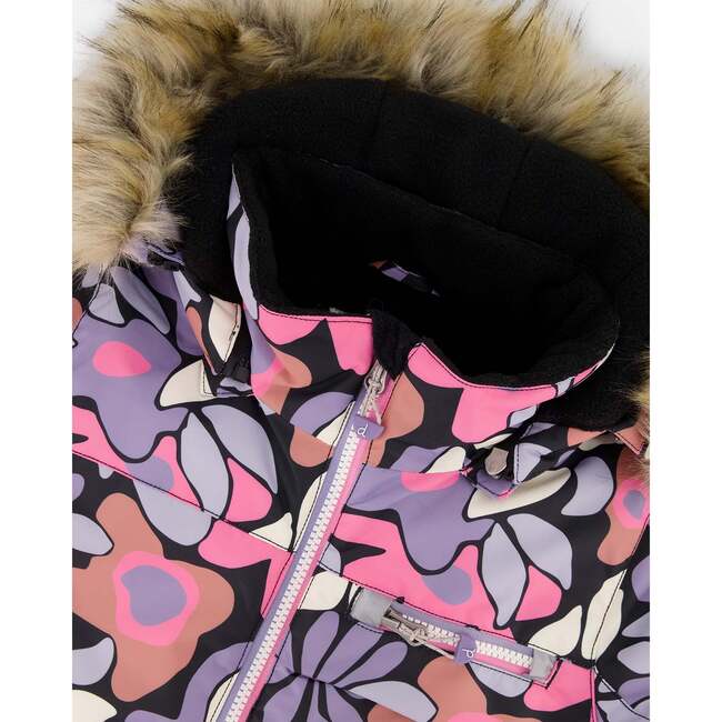 Two-Piece Play Snowsuit with Allover Print Jacket and Solid Pant, Black - Snowsuits - 5