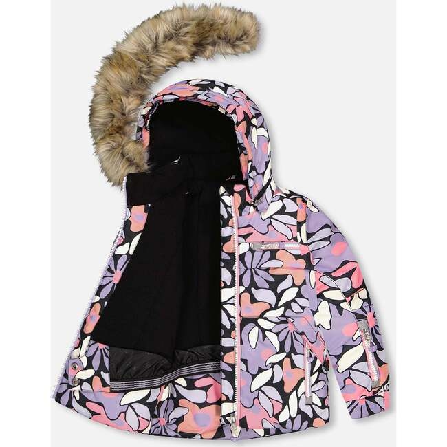 Two-Piece Play Snowsuit with Allover Print Jacket and Solid Pant, Black - Snowsuits - 7