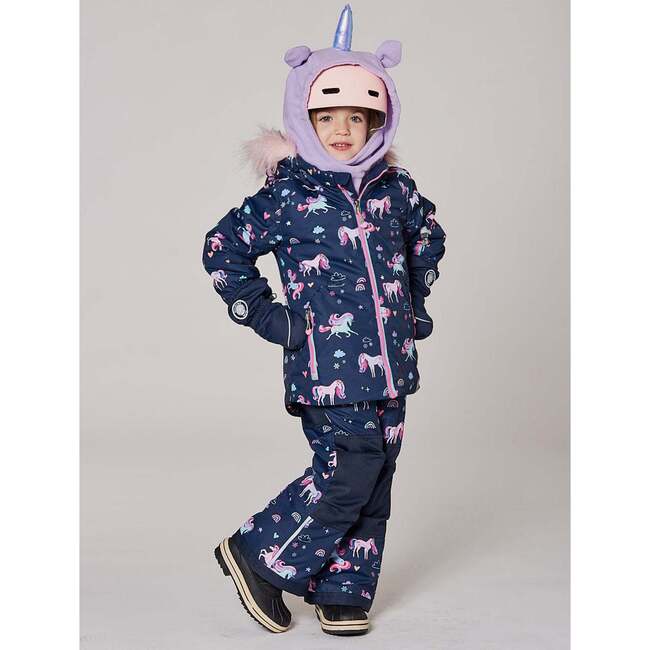 Two-Piece Play Snowsuit, Navy Unicorn Print - Snowsuits - 2