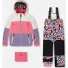 Two-Piece Teknik Snowsuit, Black Retro Flower Print - Snowsuits - 1 - thumbnail