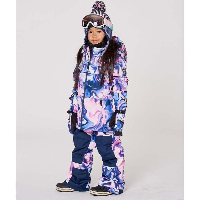 Two-Piece Teknik Snowsuit, Pink and Blue Marble - Snowsuits - 2