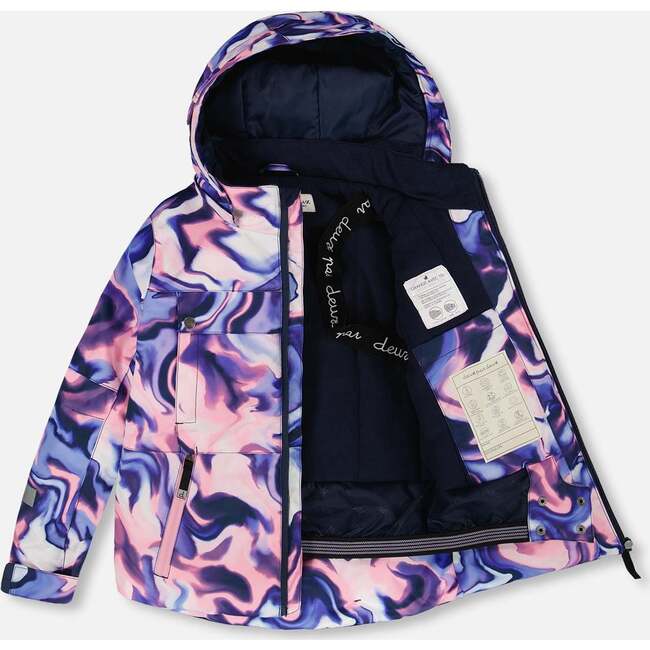 Two-Piece Teknik Snowsuit, Pink and Blue Marble - Snowsuits - 3