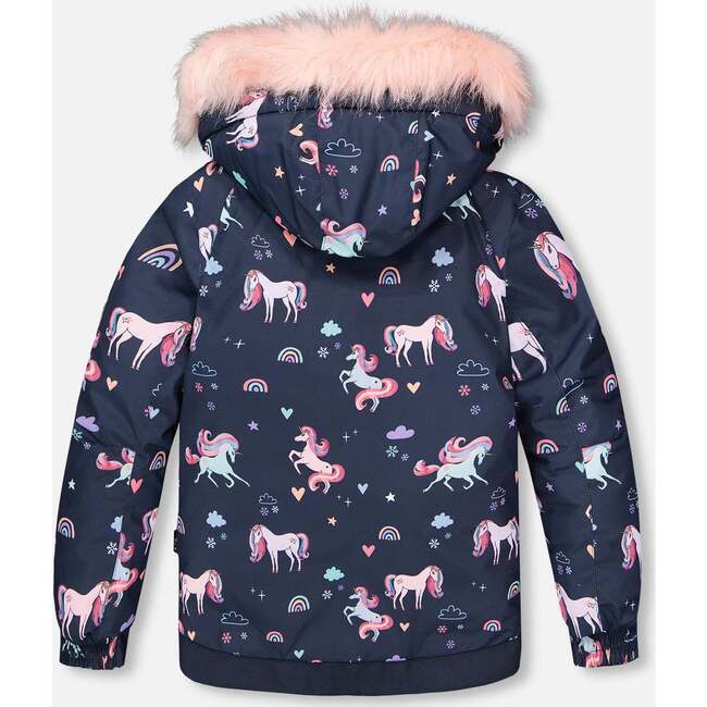 Two-Piece Play Snowsuit, Navy Unicorn Print - Snowsuits - 4