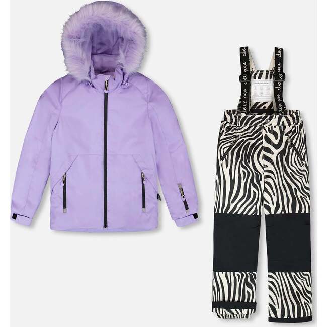 Two-Piece Play Snowsuit with Printed Pants, Lavender