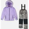 Two-Piece Play Snowsuit with Printed Pants, Lavender - Snowsuits - 1 - thumbnail