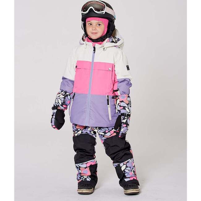 Two-Piece Teknik Snowsuit, Black Retro Flower Print - Snowsuits - 4