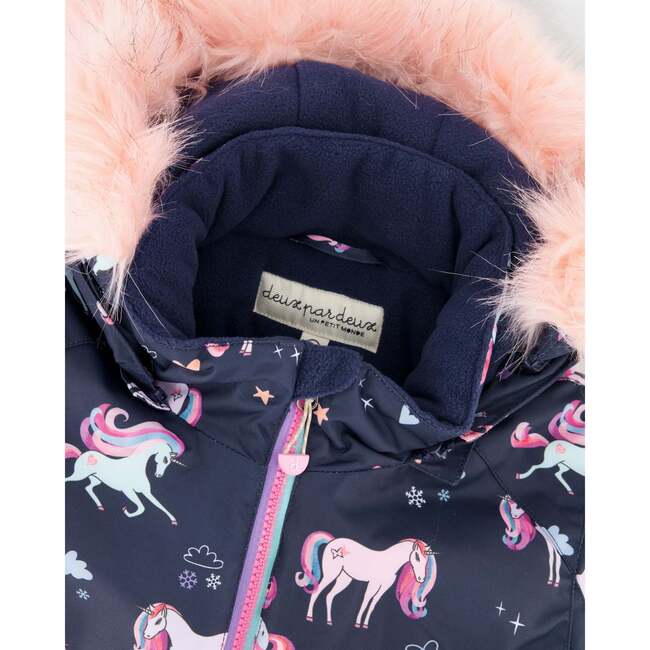 Two-Piece Play Snowsuit, Navy Unicorn Print - Snowsuits - 5