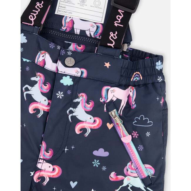 Two-Piece Play Snowsuit, Navy Unicorn Print - Snowsuits - 6