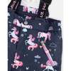 Two-Piece Play Snowsuit, Navy Unicorn Print - Snowsuits - 6