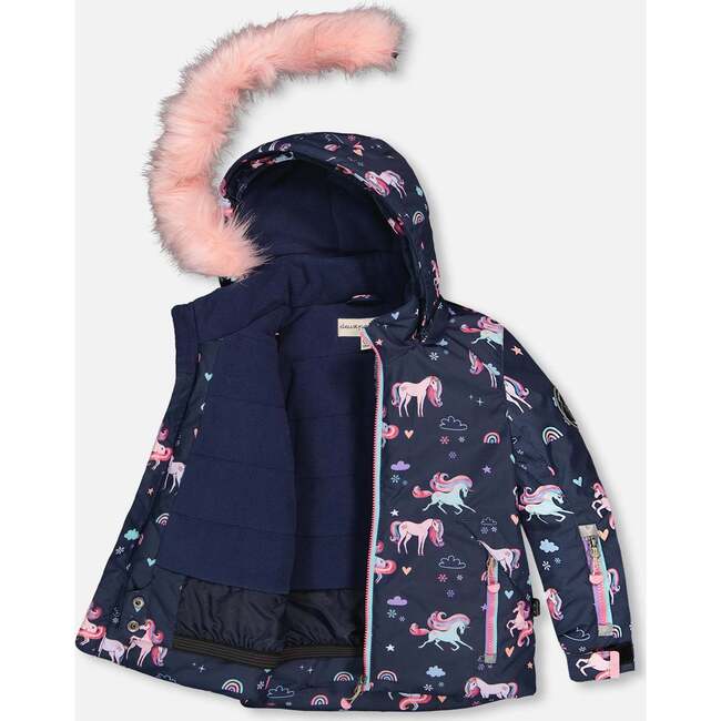 Two-Piece Play Snowsuit, Navy Unicorn Print - Snowsuits - 7