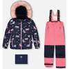 Two-Piece Play Snowsuit with Printed Jacket and Solid Pant, Candy Pink - Snowsuits - 1 - thumbnail
