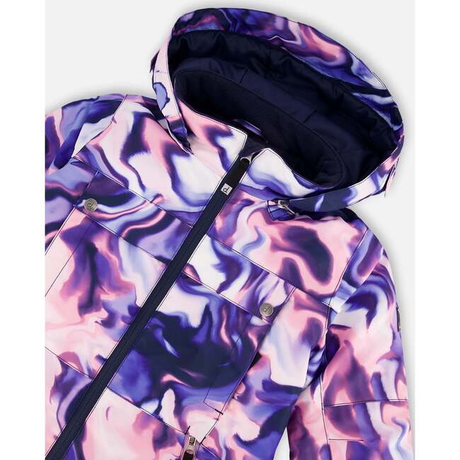 Two-Piece Teknik Snowsuit, Pink and Blue Marble - Snowsuits - 6
