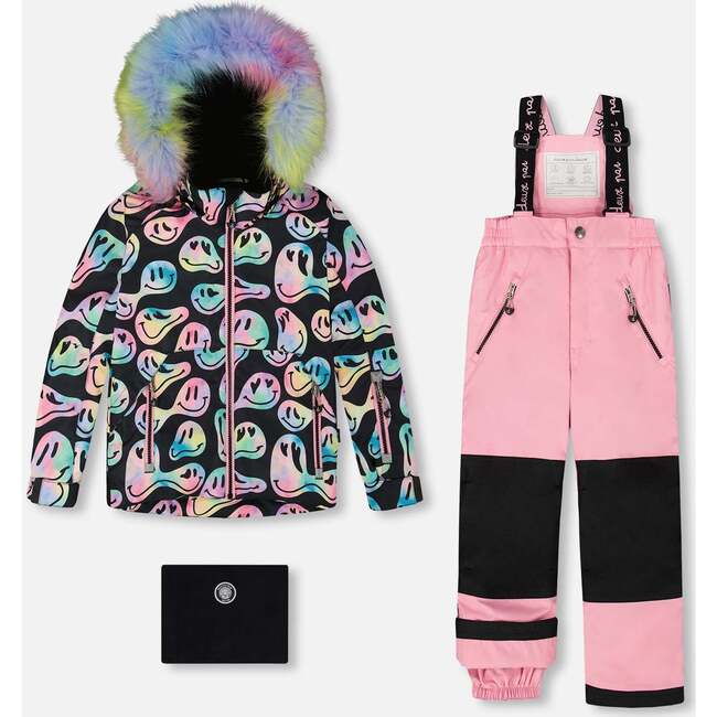 Two-Piece Play Snowsuit with Printed Jacket, Pink