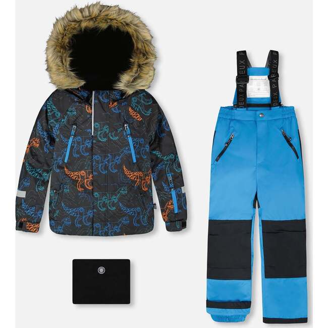 Two-Piece Play Snowsuit with Printed Jacket, Blue