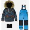 Two-Piece Play Snowsuit with Printed Jacket, Blue - Snowsuits - 1 - thumbnail
