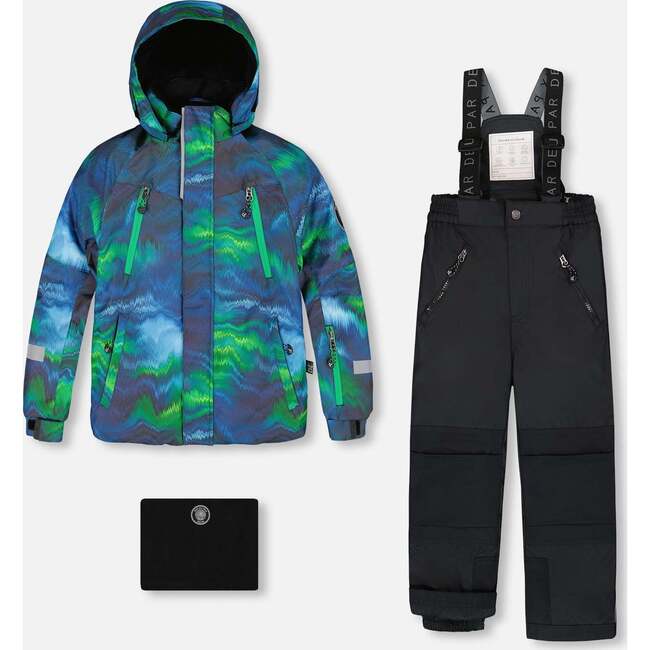 Two-Piece Play Snowsuit with Printed Jacket, Black
