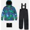 Two-Piece Play Snowsuit with Printed Jacket, Black - Snowsuits - 1 - thumbnail