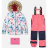 Two-Piece Play Snowsuit with Printed Jacket, Flash Coral - Snowsuits - 1 - thumbnail