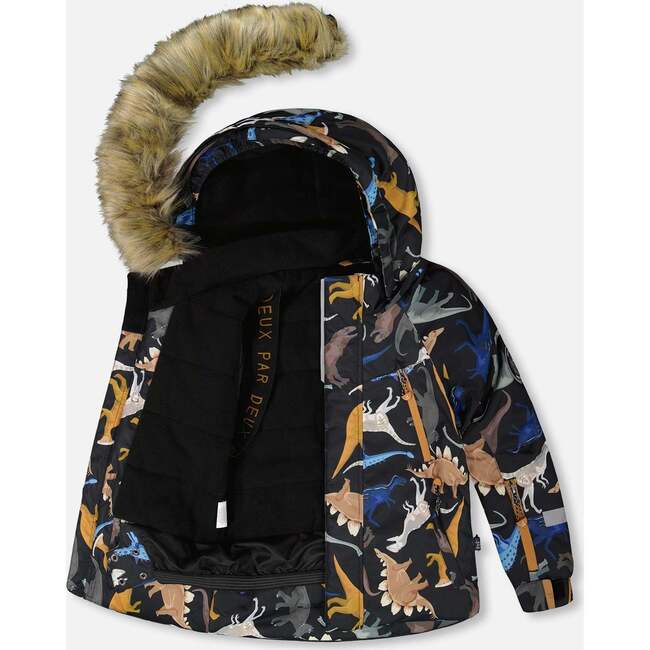 Two-Piece Play Snowsuit with Printed Dinosaurs Jacket Brown, Brown Sugar - Snowsuits - 2