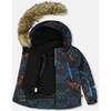 Two-Piece Play Snowsuit with Printed Jacket, Blue - Snowsuits - 2