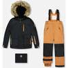 Two-Piece Play Snowsuit with Contrast Jacket, Brown Sugar - Snowsuits - 1 - thumbnail