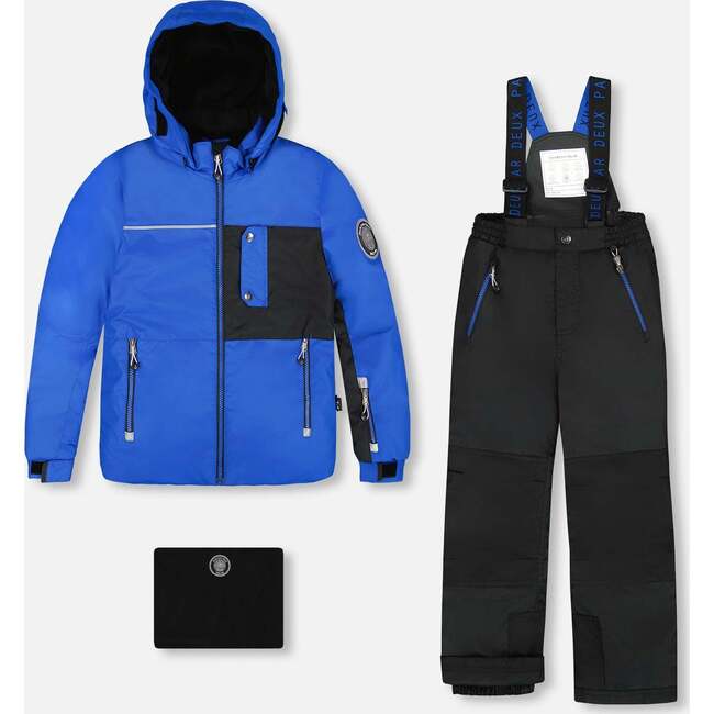 Two-Piece Play Snowsuit with Contrast Jacket, Black