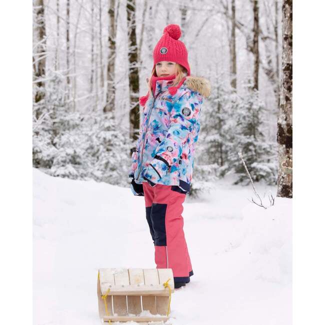 Two-Piece Play Snowsuit with Printed Jacket, Flash Coral - Snowsuits - 2