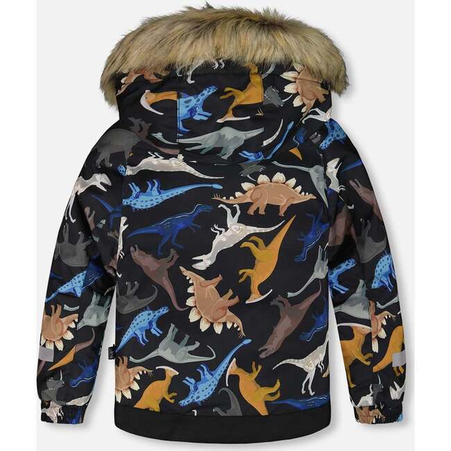 Two-Piece Play Snowsuit with Printed Dinosaurs Jacket Brown, Brown Sugar - Snowsuits - 3