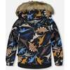 Two-Piece Play Snowsuit with Printed Dinosaurs Jacket Brown, Brown Sugar - Snowsuits - 3