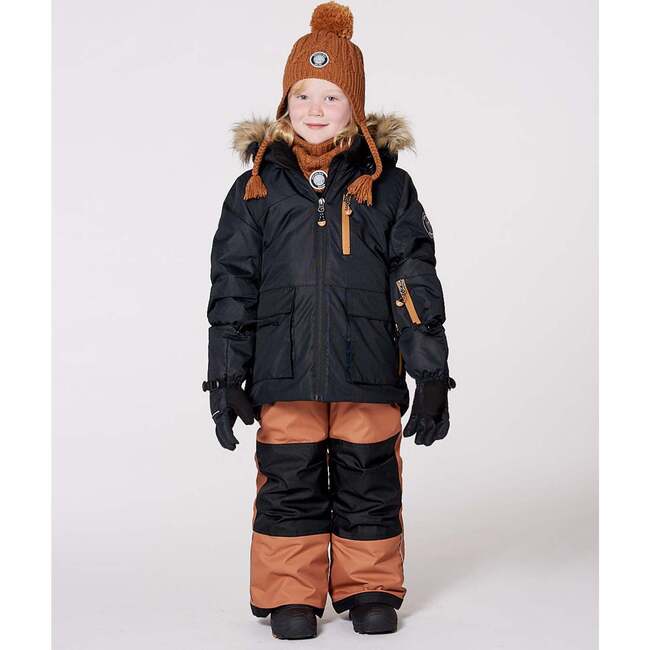 Two-Piece Play Snowsuit with Contrast Jacket, Brown Sugar - Snowsuits - 2