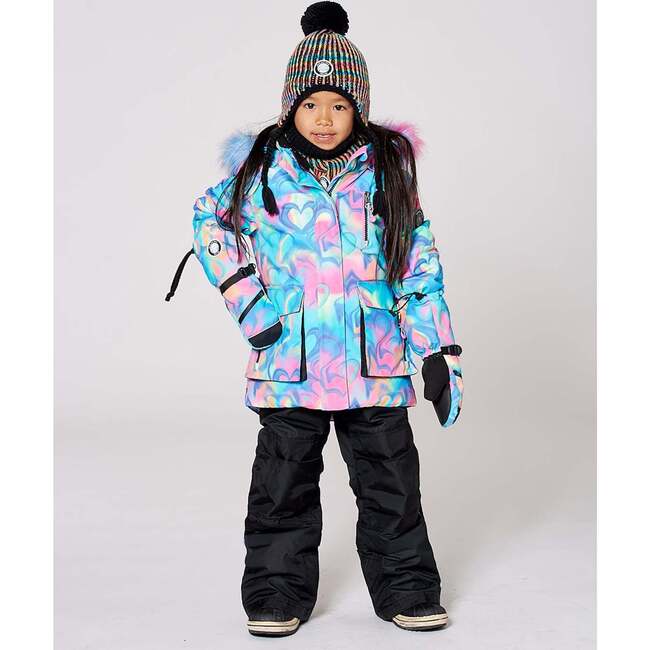 Two-Piece Play Snowsuit with Multicolor Print Jacket, Black - Snowsuits - 2
