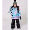 Two-Piece Play Snowsuit with Multicolor Print Jacket, Black - Snowsuits - 2