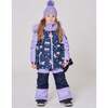 Two-Piece Play Snowsuit with Printed Colorblocked Jacket, Lavender - Snowsuits - 2