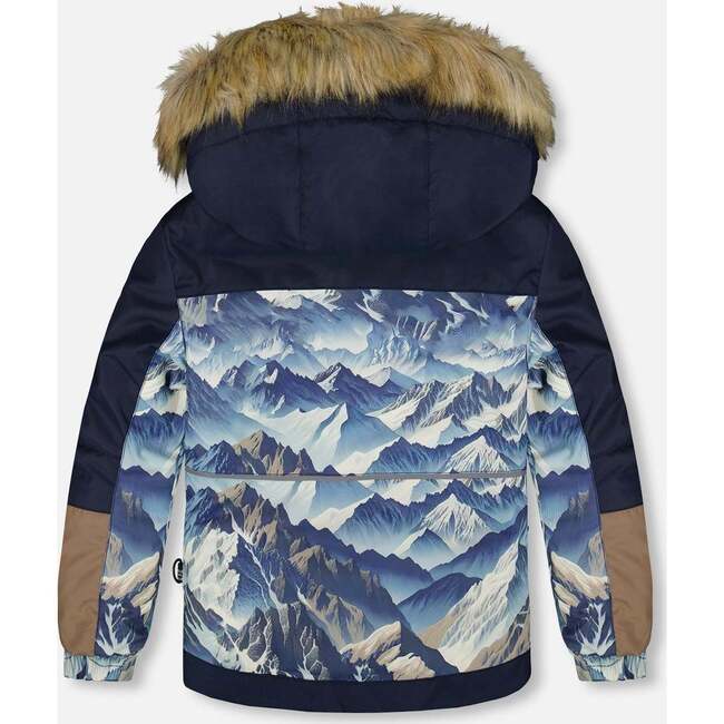 Two-Piece Play Snowsuit with Printed Colorblocked Jacket, Navy Blue - Snowsuits - 4