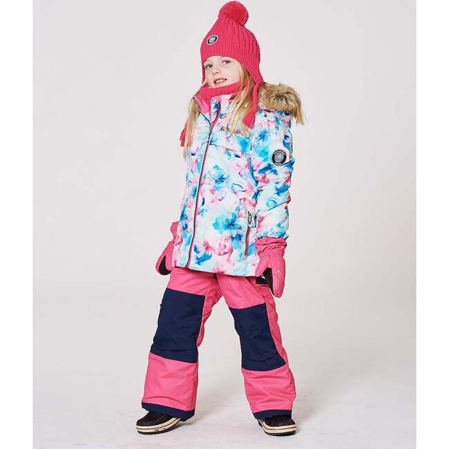 Two-Piece Play Snowsuit with Printed Jacket, Flash Coral - Snowsuits - 4